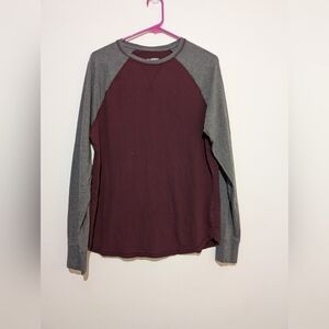 Goodfellow & Co Maroon and Grey Long Sleeve Shirt